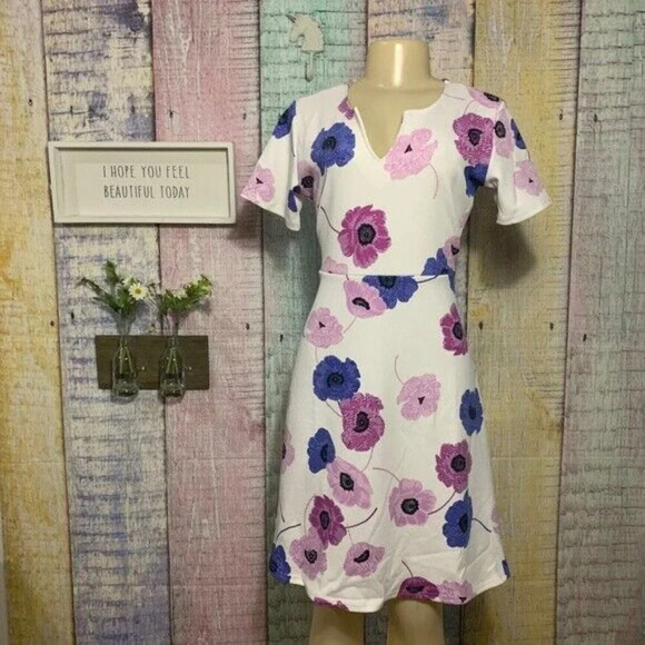 Womens Baby Shower Pregnancy Mini Skater Dress Short Sleeve Floral Sundress - Picture 4 of 6